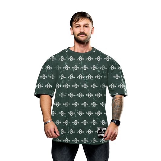 Olympia All Over Print Oversize Premium Green T-Shirt