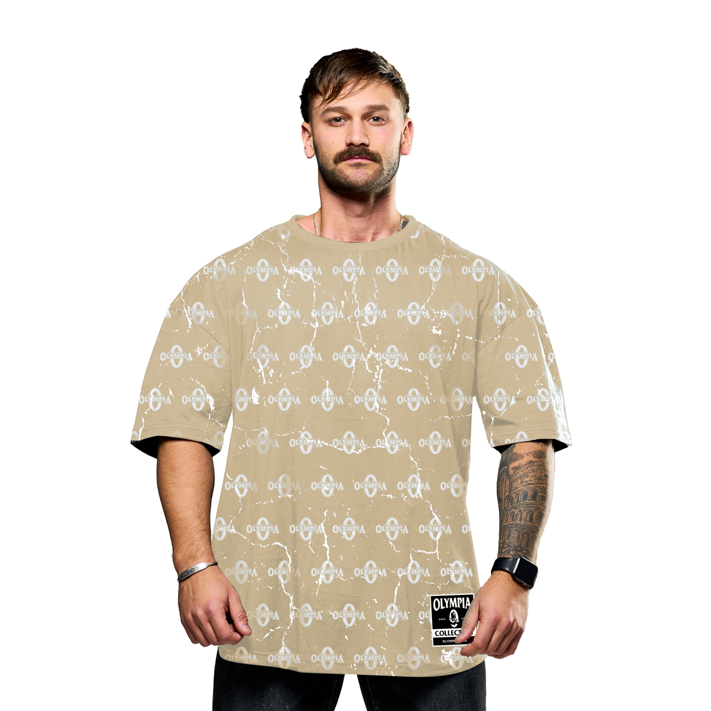 Olympia All Over Print Oversize Premium Tan T-Shirt