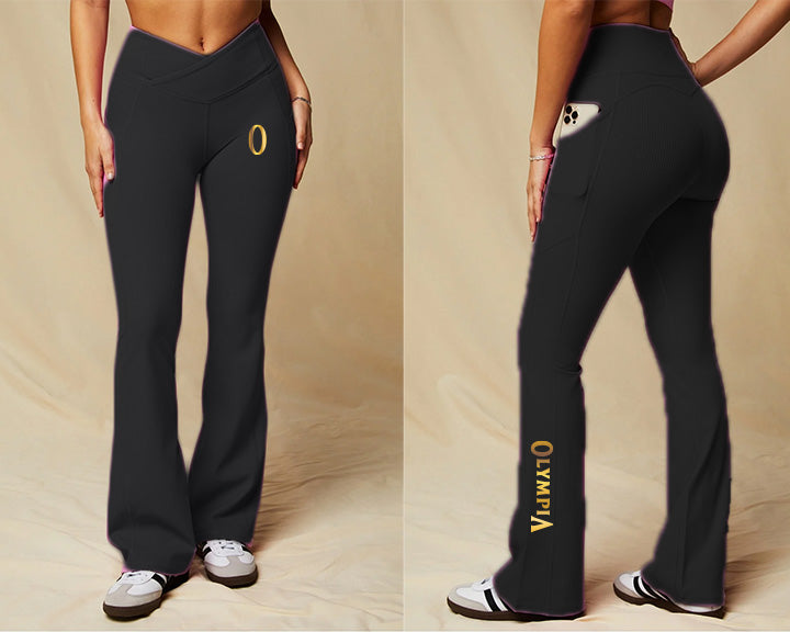 Olympia Women's Leggings Flared Black W/Gold