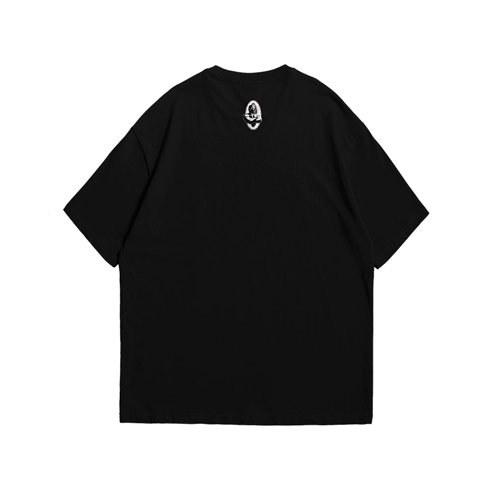 Olympia Black on Black Embroidered OS Tee