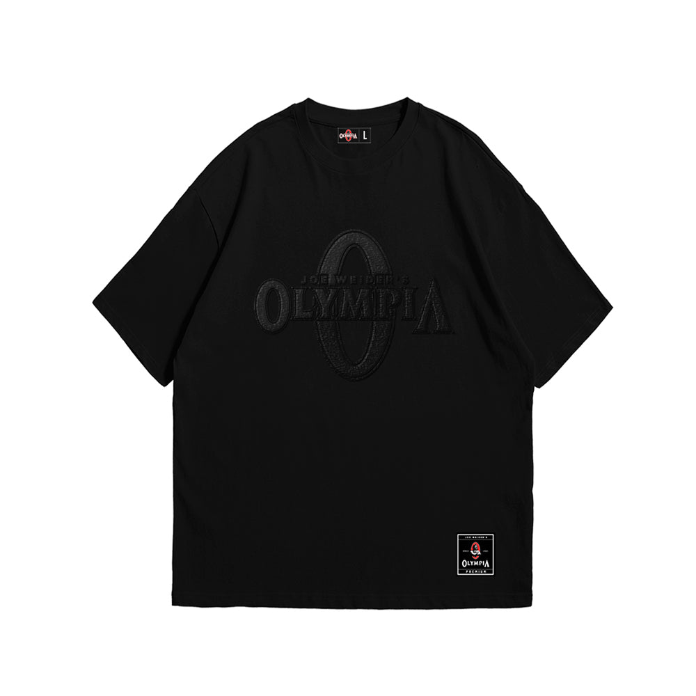 Olympia Black on Black Embroidered OS Tee