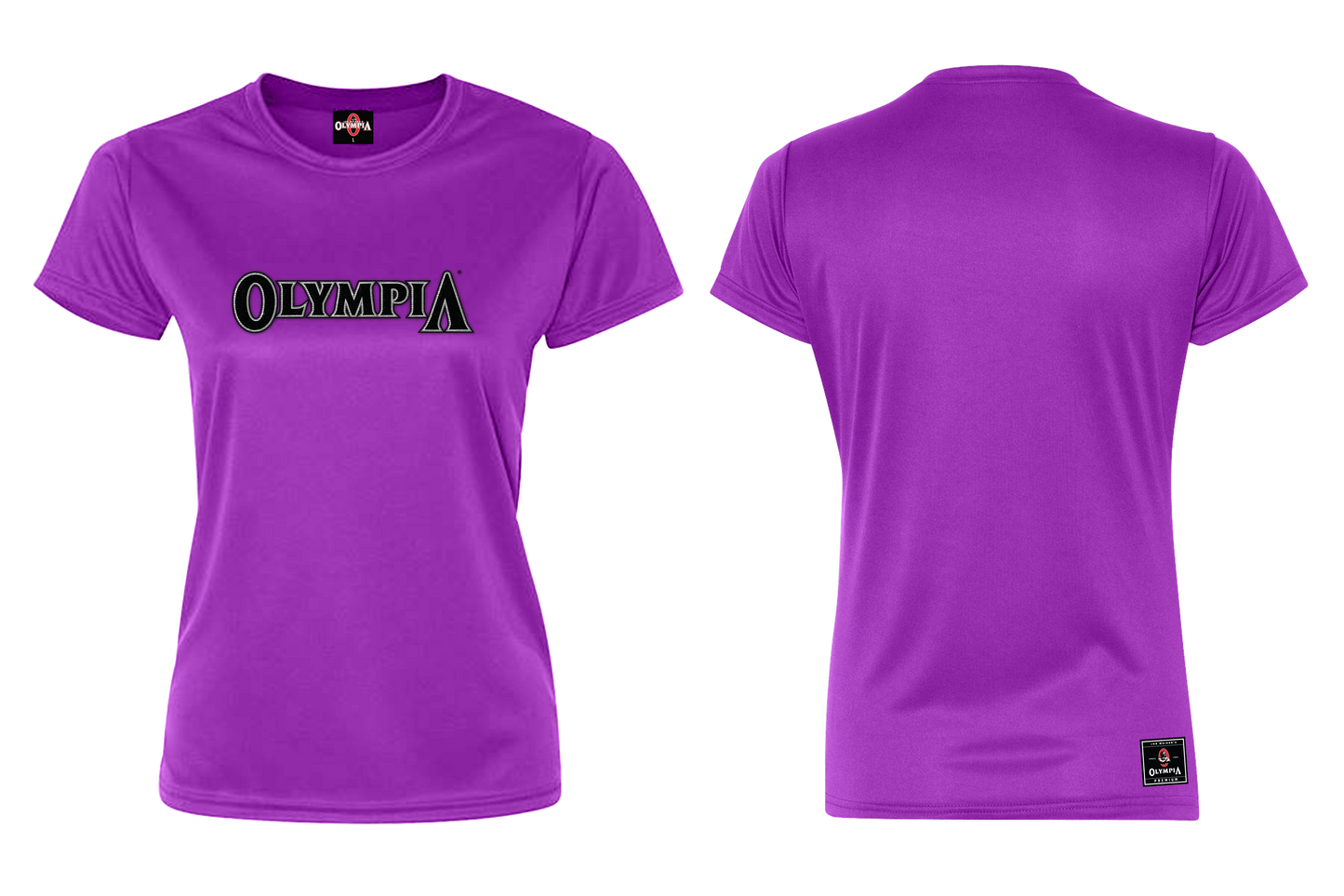 Olympia Women's Fitted Tee Purple Black Logo