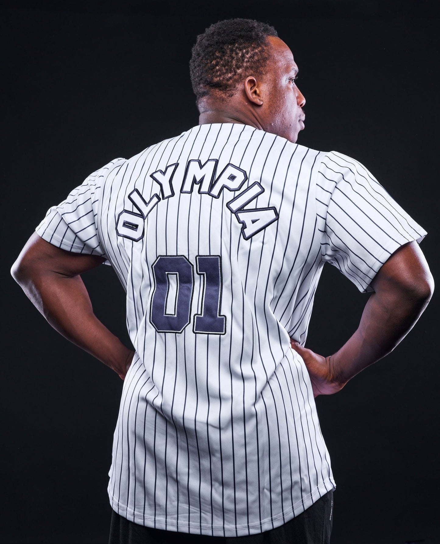 Olympia Baseball Jersey Pinstripe White