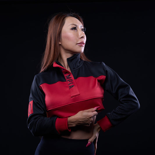 Olympia Black and Red quarter zip Jacket