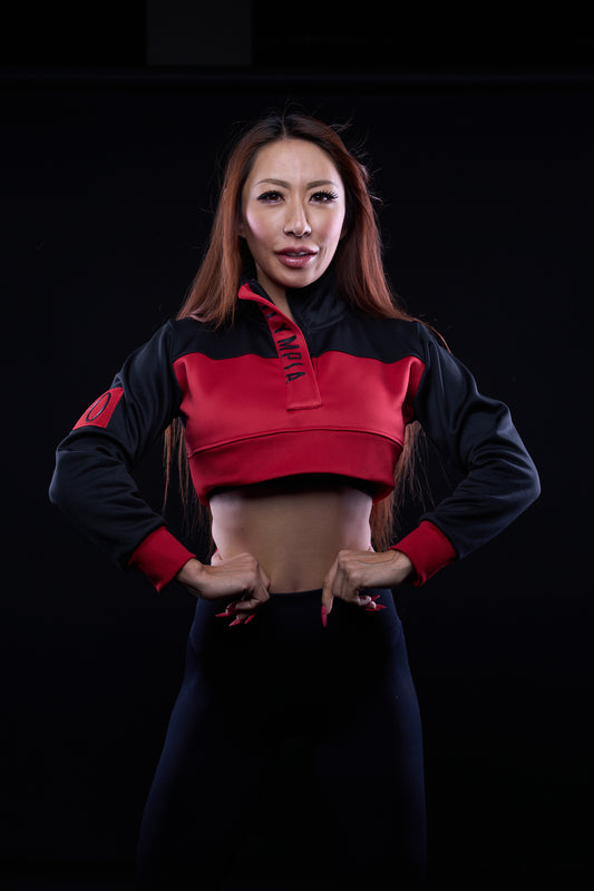 Olympia Black and Red quarter zip Jacket