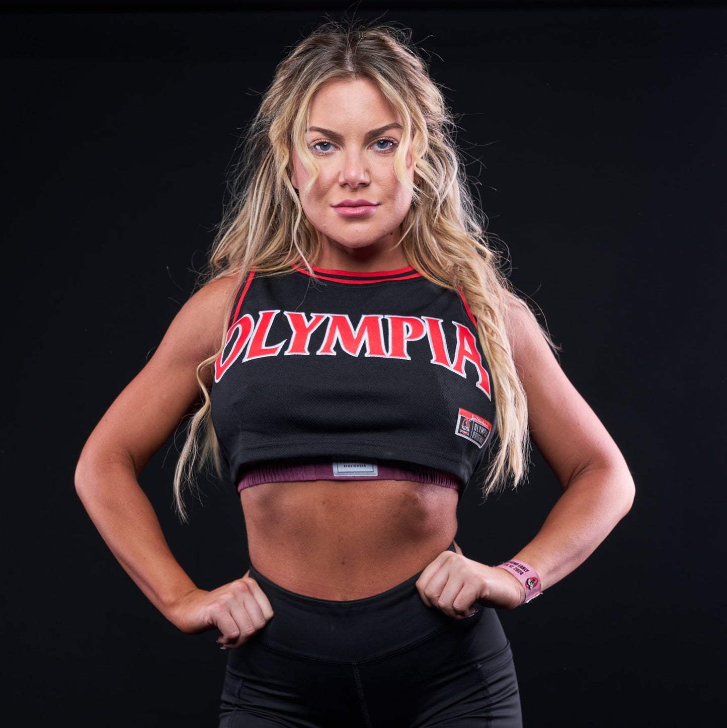 Olympia Women's Crop Basketball Black and Red