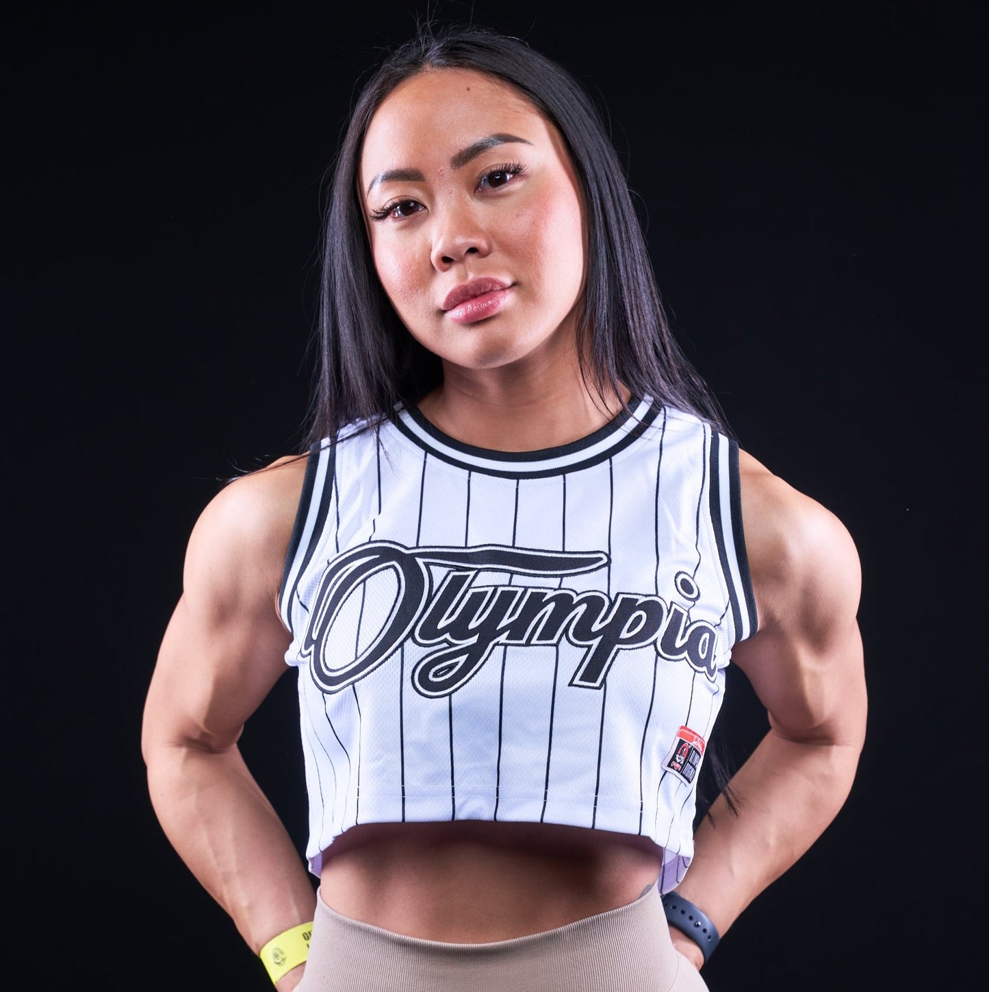 Olympia Women's Crop Basketball White w/Pinstripes