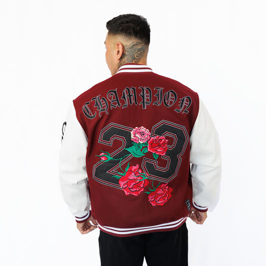 OIympia Red Velvet Roses Varsity Jacket