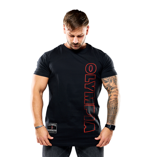 Camiseta negra Olympia con logo Olympia vertical