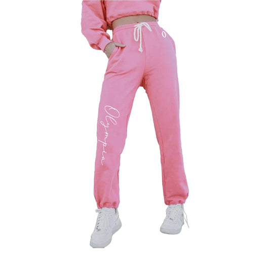 Olympia Embroidered Sweatpants Pink