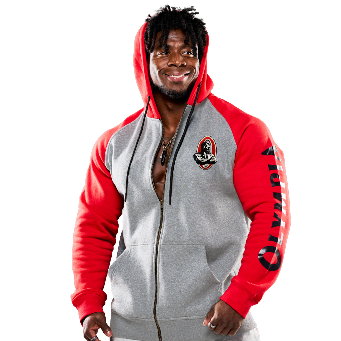 Original Olympia Embroidered Full Zip Hoodie Red/Gray