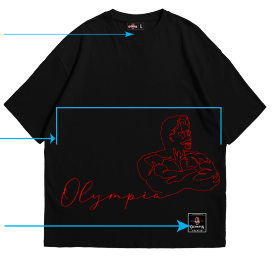 Olympia Premium Embroidered Silhouette Black OS Tee