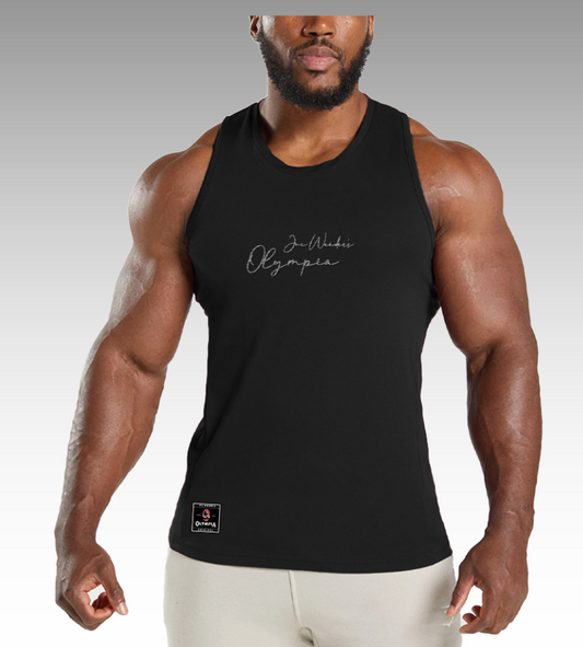 Olympia Script Black Tank Top