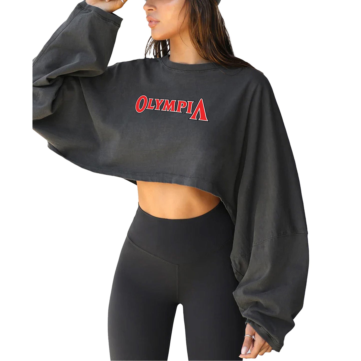 Olympia Crop OS Sleeves - Dark Grey