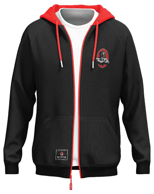 Olympia Black w/Red Hood Full Zip