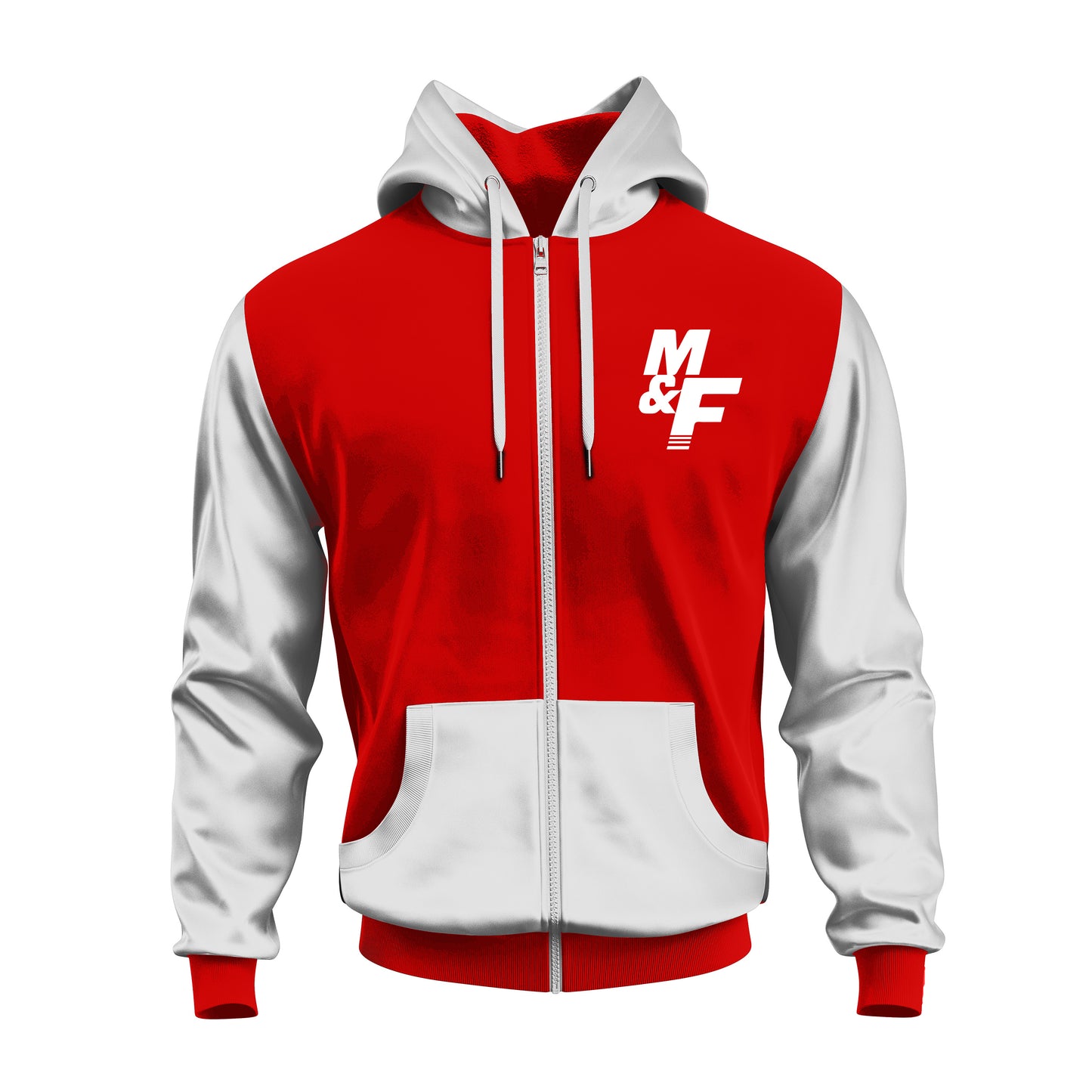 M & F Red/White Full Zip Hoodie Jacket