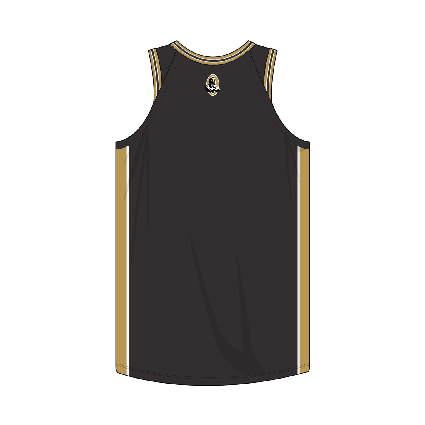 Camiseta de baloncesto Olympia negra y dorada