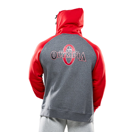 Olympia chaqueta polar gris y roja con cremallera completa