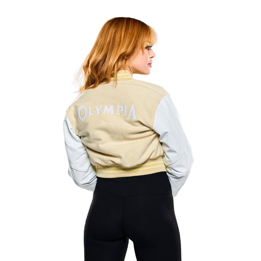 Chaqueta Olympia Crop Lettermen Blanco/Beige