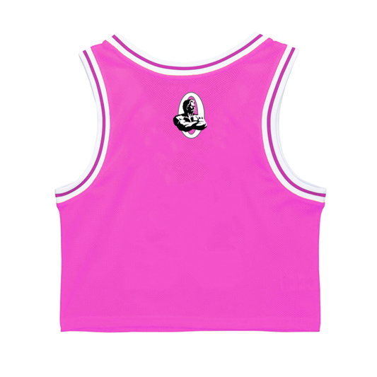 Camiseta de baloncesto Olympia Crop rosa/blanco