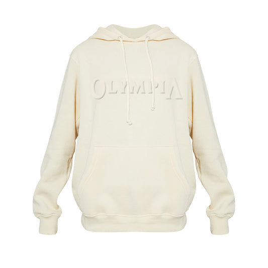 Olympia Embossed Pullover Hoodie Beige