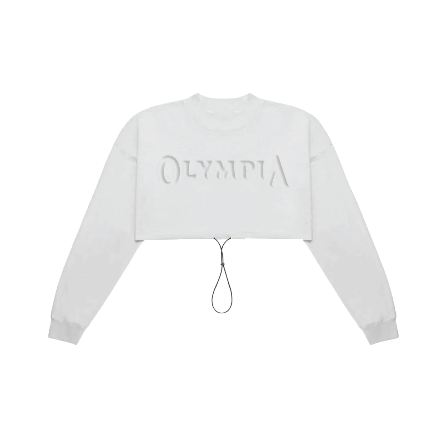 Olympia Embossed White Crop Cuello redondo